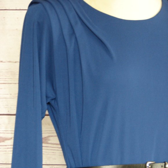 Cobalt Blue Classic Dress w/ Belt - L- Love 21 NWT - Picture 4 of 16